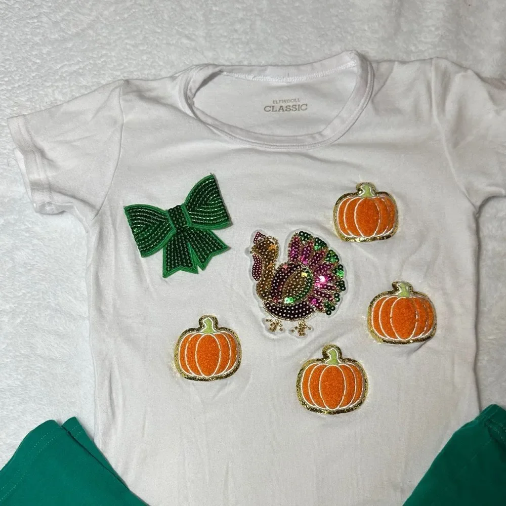 Girls thanksgiving appliqué top and matching leggings size 6